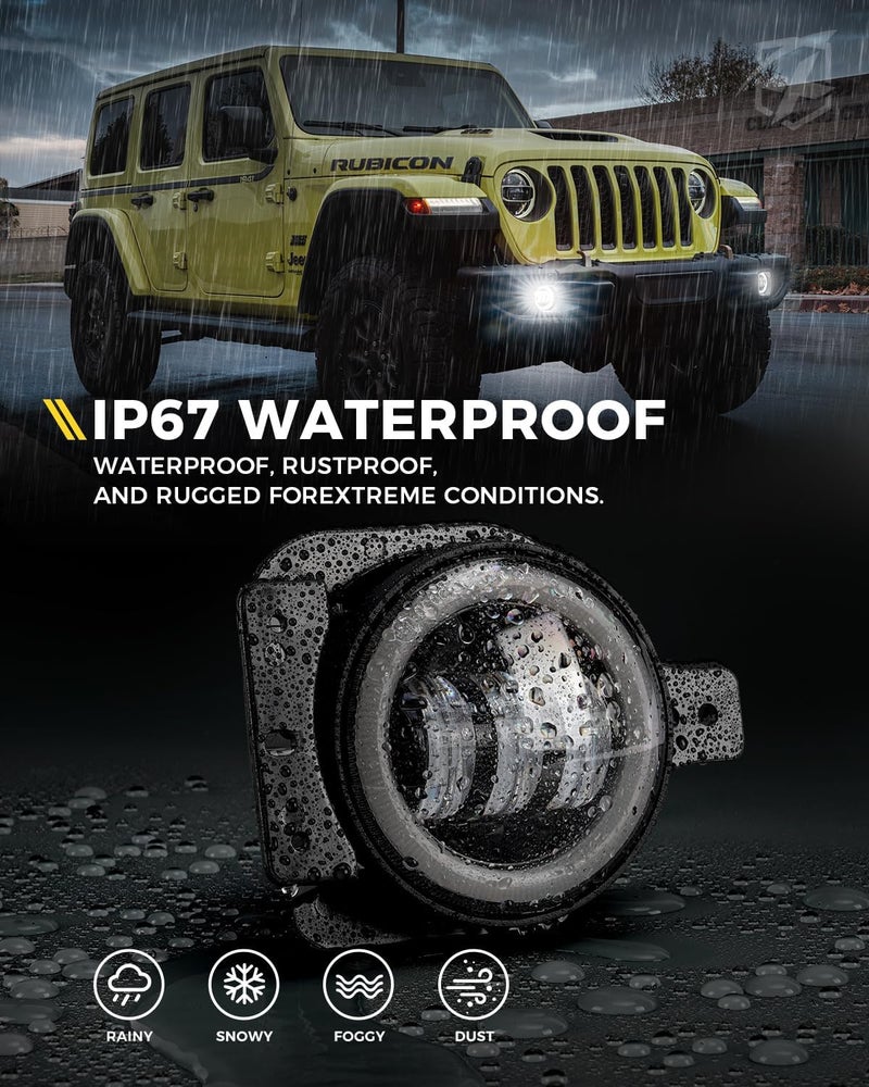 Xprite Ultra 300% Bright 60W LED Fog Lights w/DRL Compatible with 2018-2025 Jeep Wrangler JL JLU & 2020+ Gladiator JT, DOT, 6500K, Plug N Play, Front Bumper Fog Lamp with 2 Mounting Brackets, White - Image 5